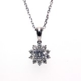 0.58 Cts. 18K White Gold Diamond Flower Pendant 